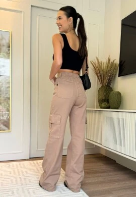 CALÇA FEMININA CARGO COLLOR NAY - COSH JEANS - Camurça