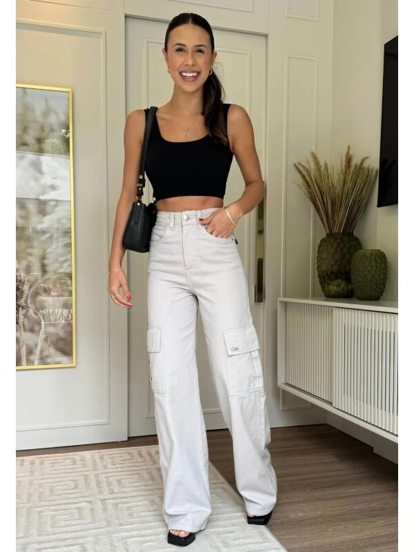 CALÇA FEMININA CARGO COLLOR NAY - COSH JEANS - Gelo