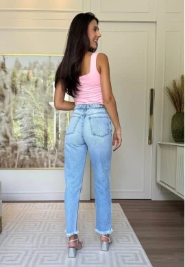 CALÇA FEMININA MOM BRUNA - COSH JEANS - Jeans claro