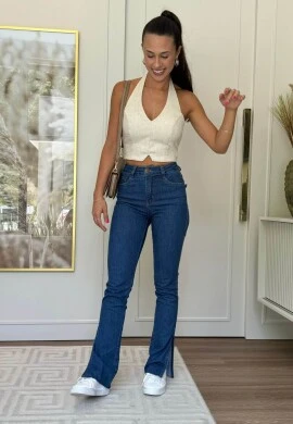 CALÇA FEMININA RETA LEILA - COSH JEANS - Jeans medio