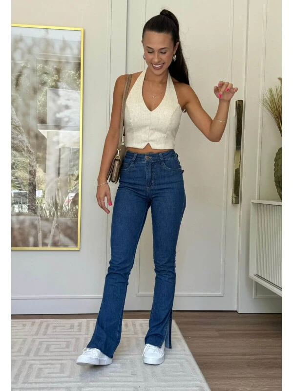 CALÇA FEMININA RETA LEILA - COSH JEANS - Jeans medio