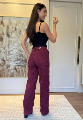 CALÇA FEMININA VELUDO SOFIA - COSH JEANS - Bordo