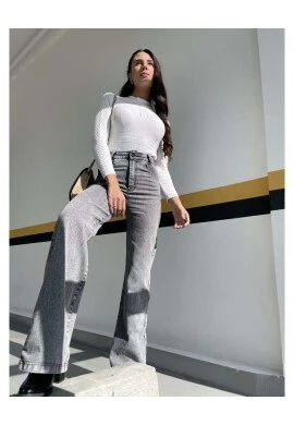CALÇA FEMININA WIDE LEG COM ELASTANO - Jeans