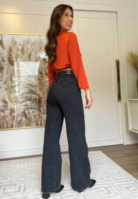 CALÇA FEMININA WIDE LEG HELOA - COSH - Preto