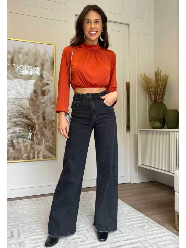 CALÇA FEMININA WIDE LEG HELOA - COSH - Preto
