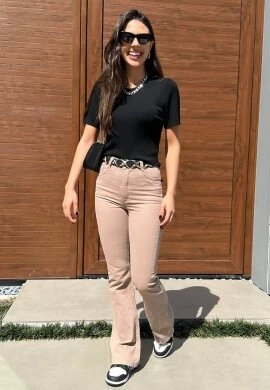CALÇA FLARE BRENDA - COSH JEANS - Camurça