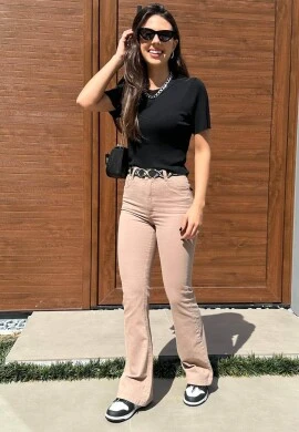 CALÇA FLARE BRENDA - COSH JEANS - Camurça