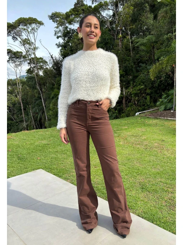 CALÇA FLARE BRENDA LONGA - COSH JEANS - Marrom