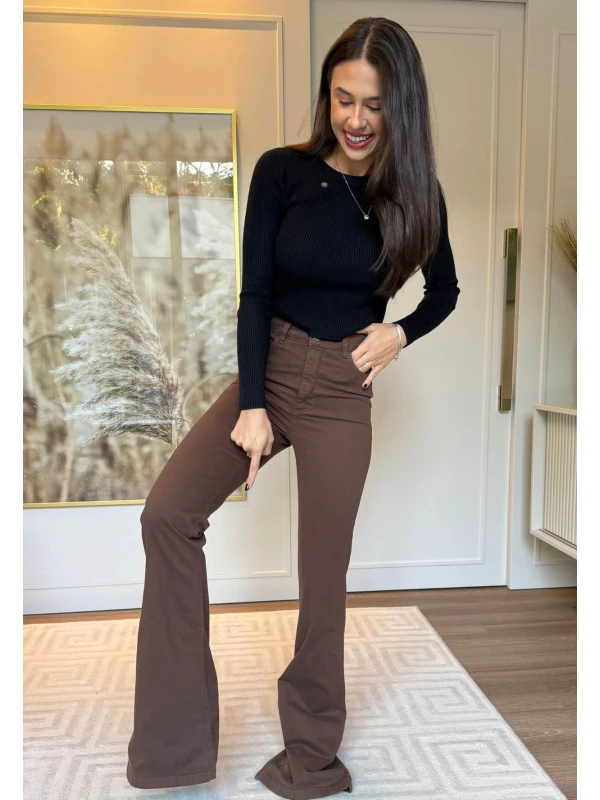 CALÇA FLARE BRENDA LONGA - COSH JEANS - Marrom
