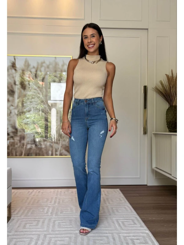 CALÇA FLARE FEMININA GISELE - COSH JEANS - Jeans claro