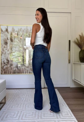 CALÇA FLARE FEMININA GISELE - COSH JEANS - Jeans escuro