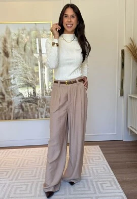 CALÇA IARA SARJADA - COSH JEANS - Bege