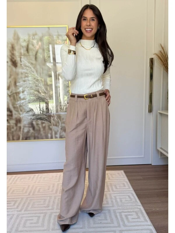 CALÇA IARA SARJADA - COSH JEANS - Bege