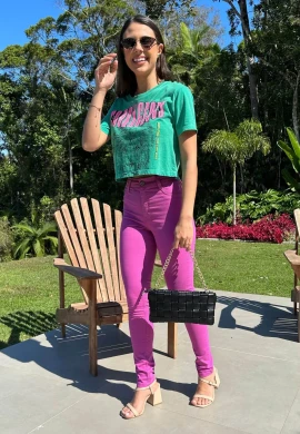 CALÇA JEANS COLLOR JHENY FEMININA - COSH - Fucsia