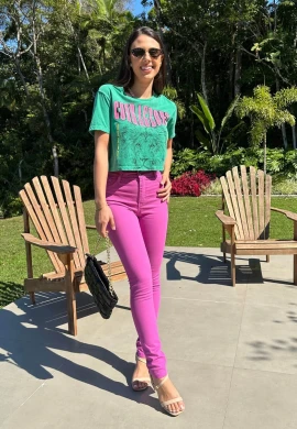 CALÇA JEANS COLLOR JHENY FEMININA - COSH - Fucsia