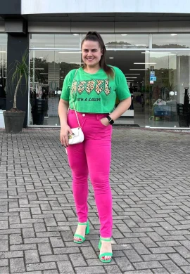 CALÇA JEANS COLLOR JHENY FEMININA - COSH - Pink