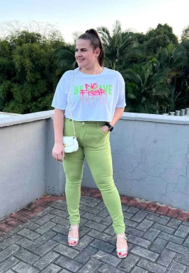 CALÇA JEANS COLLOR JHENY FEMININA - COSH - Verde oliva