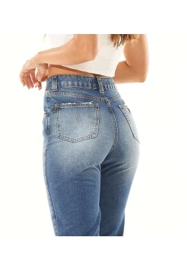 CALÇA JEANS FEMININA ELÁSTICO NA BOCA - Jeans