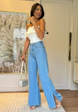 CALÇA JEANS FEMININA WIDE LEG LUIZA  COSH JEANS - Jeans