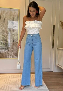 CALÇA JEANS FEMININA WIDE LEG LUIZA  COSH JEANS - Jeans