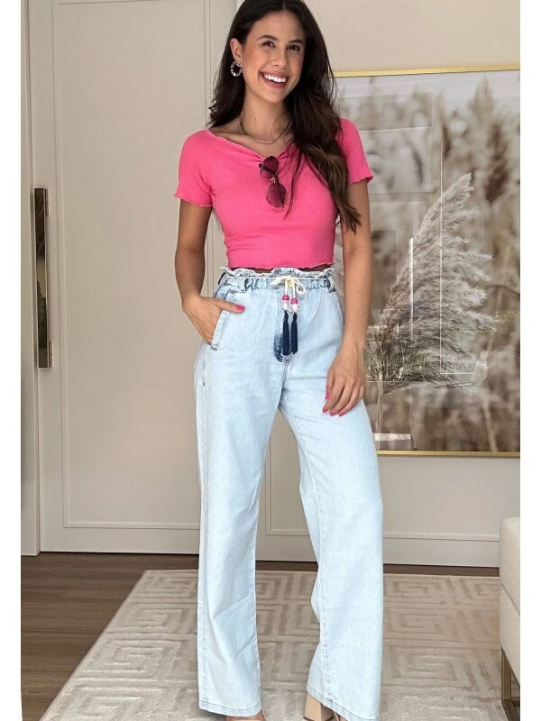 CALÇA JEANS WIDE LEG CLARA PATY - COSH - Jeans