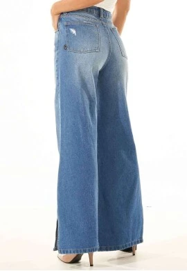 CALÇA JEANS WIDE LEG DESTROYED - Jeans