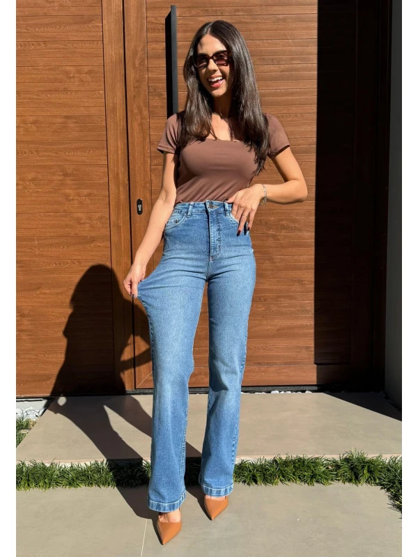 CALÇA JEANS WIDE LEG FEMININA LAIS  COSH JEANS - Jeans medio