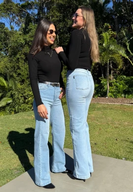 CALÇA JEANS WIDE LEG FEMININA LAIS LONGA  COSH JEANS - Jeans claro