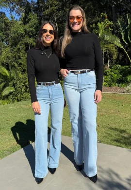 CALÇA JEANS WIDE LEG FEMININA LAIS LONGA  COSH JEANS - Jeans claro