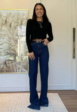 CALÇA JEANS WIDE LEG FEMININA LAIS LONGA  COSH JEANS - Jeans escuro