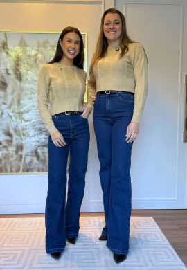 CALÇA JEANS WIDE LEG FEMININA LAIS LONGA  COSH JEANS - Jeans escuro