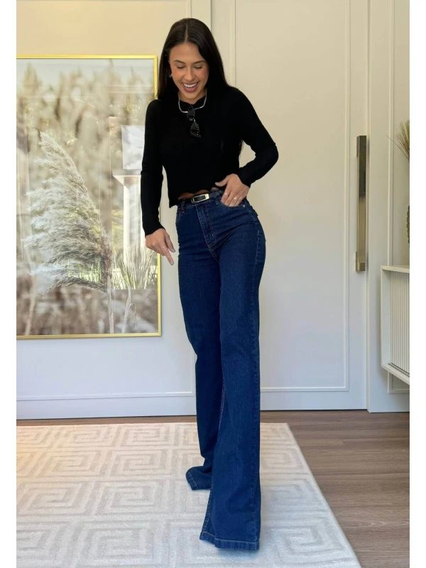 CALÇA JEANS WIDE LEG FEMININA LAIS LONGA  COSH JEANS - Jeans escuro
