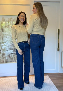 CALÇA JEANS WIDE LEG FEMININA LAIS LONGA  COSH JEANS - Jeans escuro