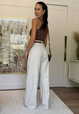 CALÇA LINHO COM ELASTANO GIOVANA - COSH JEANS - Bege