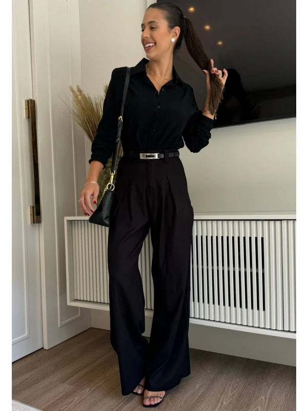 CALÇA LINHO COM ELASTANO GIOVANA - COSH JEANS - Preto