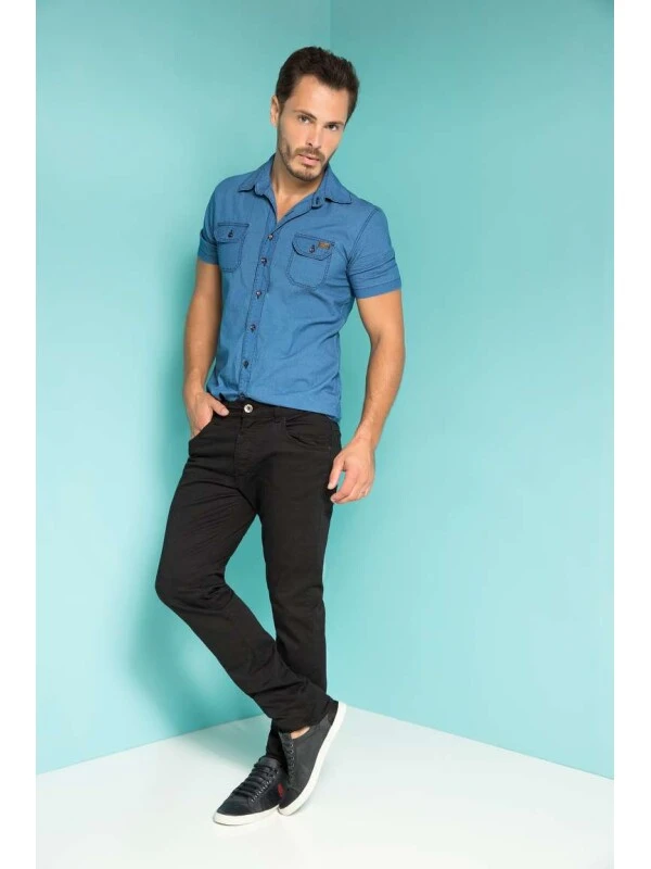 CALÇA MASCULINA COLLORS COM ELASTANO - Preto