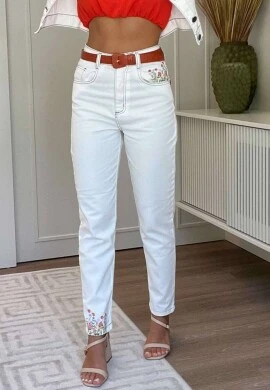 CALÇA MOM FEMININA JANA - COSH JEANS - Off white
