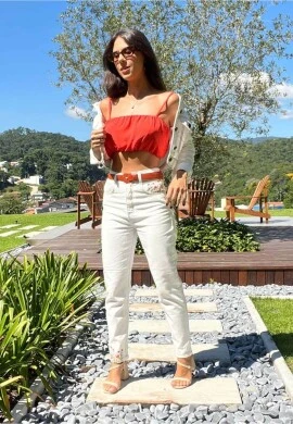 CALÇA MOM FEMININA JANA - COSH JEANS - Off white