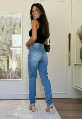 CALÇA MOM LONGA MELINA - COSH JEANS - Jeans claro