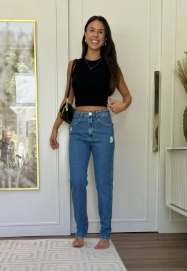 CALÇA MOM LONGA MELINA - COSH JEANS - Jeans medio