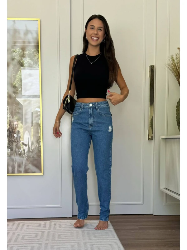 CALÇA MOM LONGA MELINA - COSH JEANS - Jeans medio