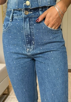 CALÇA RETA FEMININA COM BRILHO EMILI - COSH JEANS - Jeans