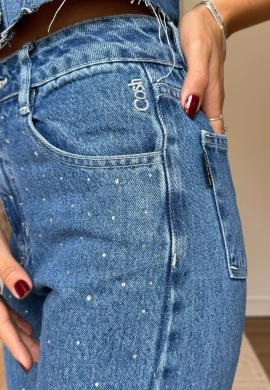 CALÇA RETA FEMININA COM BRILHO EMILI - COSH JEANS - Jeans