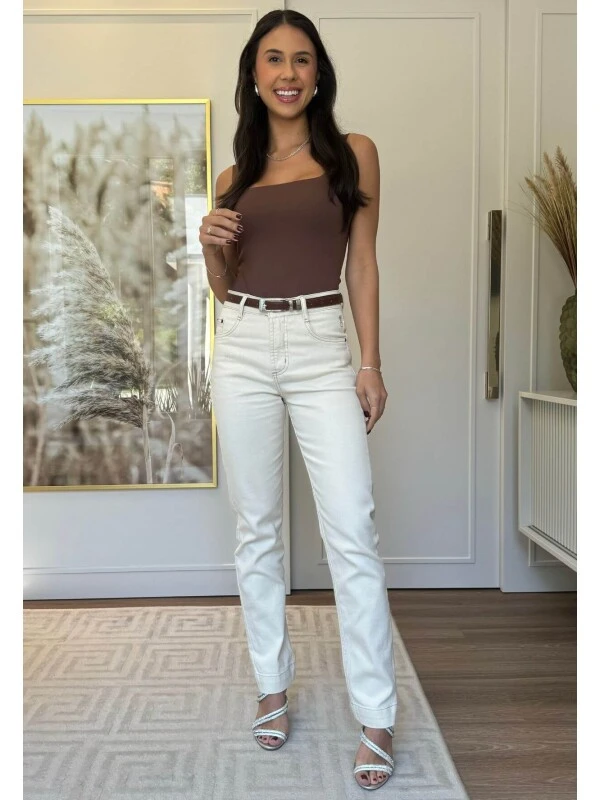CALÇA RETA FEMININA GABI - COSH JEANS - Off white