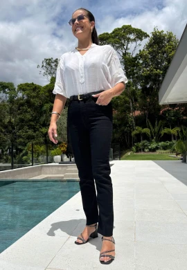 CALÇA RETA FEMININA RUTI - COSH JEANS - Preto