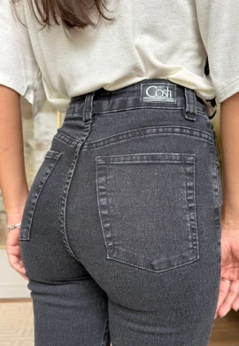 CALÇA RETA FEMININA RUTI - COSH JEANS - Preto estonado