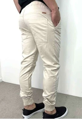 CALÇA SARJA MASCULINA  COSH JEANS - Areia