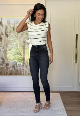 CALÇA SKINNY BLACK FEMININA GABRIELA  COSH JEANS - Preto