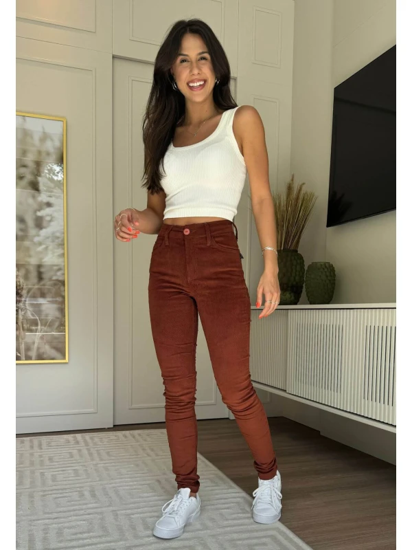 CALÇA VELUDO COM ELASTANO - Ferrugem