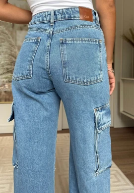 CALÇA WIDE LEG CARGO FEMININA LUNA - COSH JEANS - Jeans